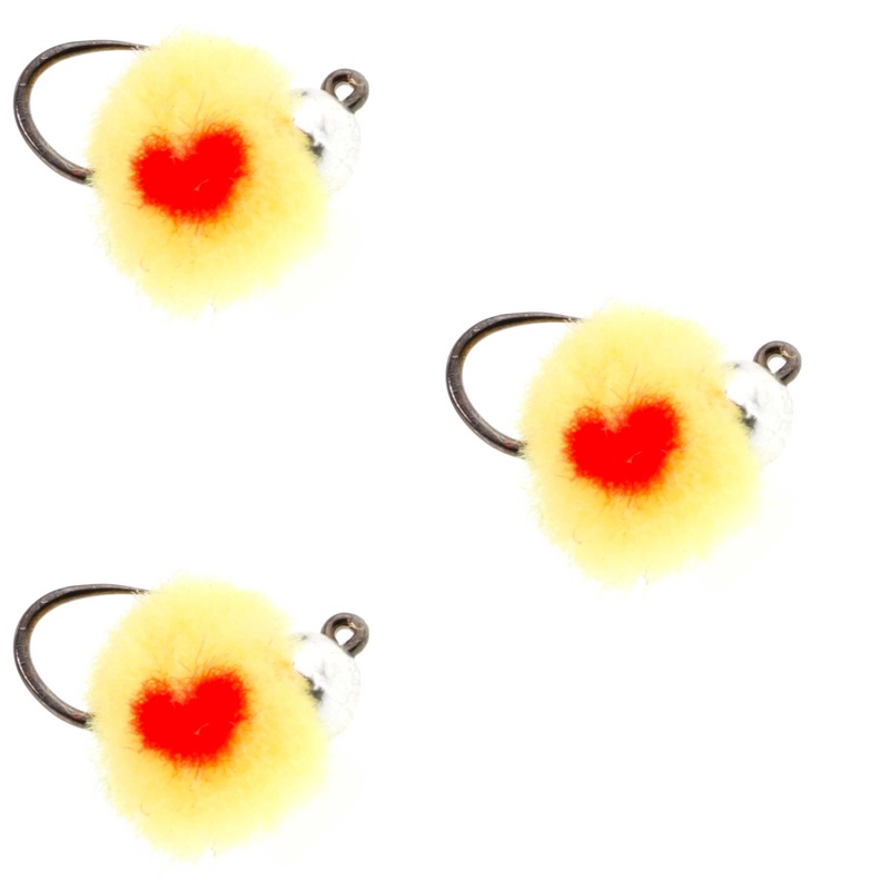3 Pack Tungsten Bead Tactical Euro Oregon Cheese Jig Egg Barbless Czech Nymph Fly – Size 14