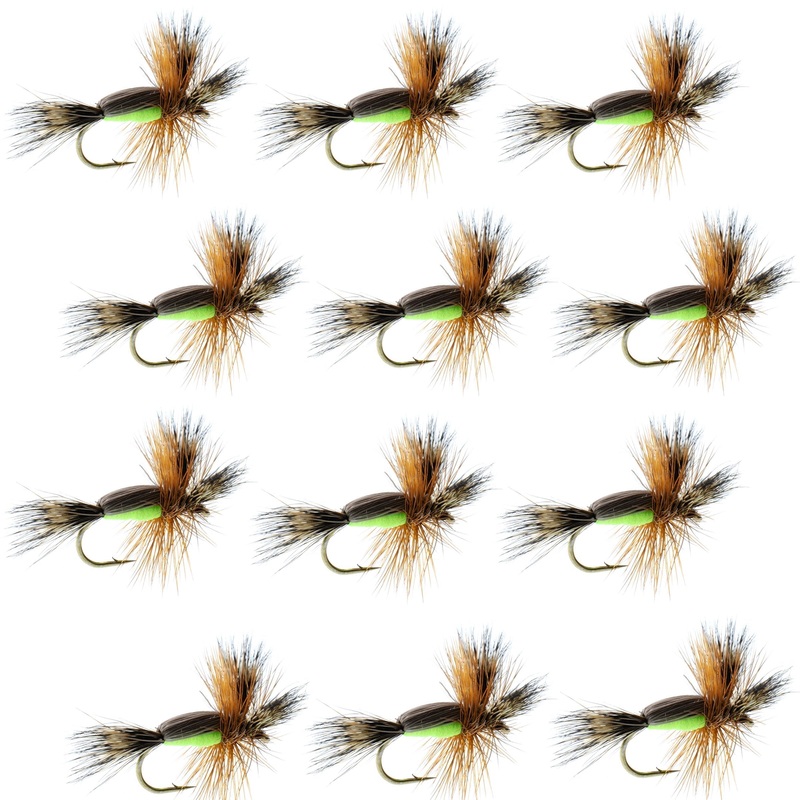 Chartreuse Humpy Classic Hair Wing Dry Fly – 1 Dozen Flies Hook Size 16