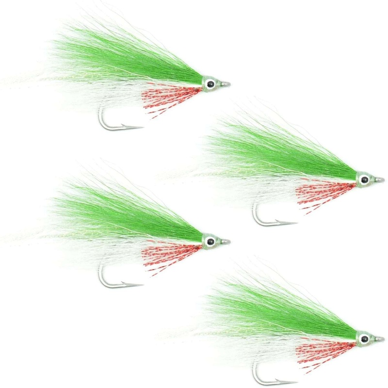 Lefty’s Deceiver Saltwater Streamer Fly – Green/White – 4 Flies Hook Size 1/0