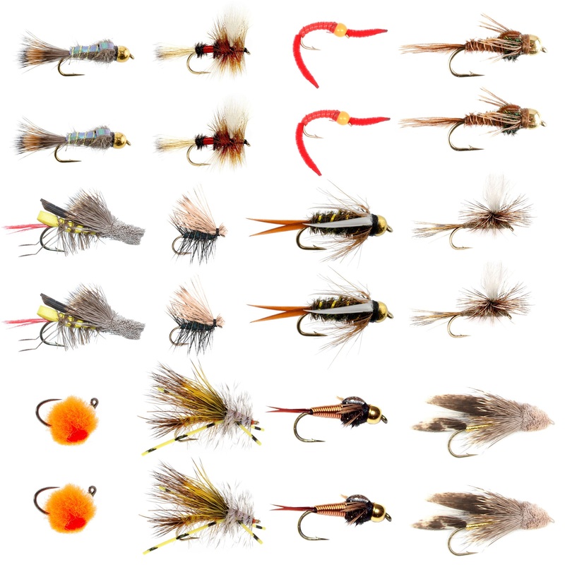 Trout Flies Assortment – 24 Flies for Trout Fly Fishing with Fly Box – Essential Dry and Wet Fly Selection