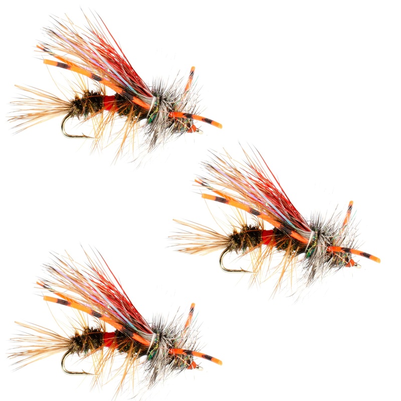 3 Pack Kaufmann’s Royal Crystal Stimulator Rubber Legs Dry Fly – Hook Size 10