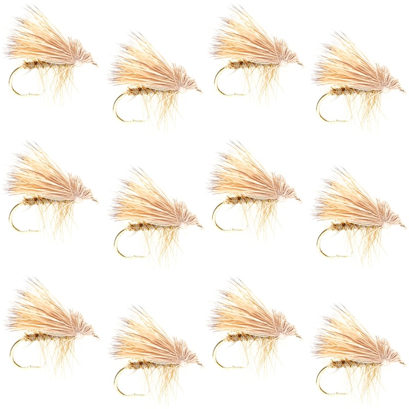 Barbless Yellow Elk Hair Caddis Classic Trout Dry Flies 1 Dozen Flies Size 16