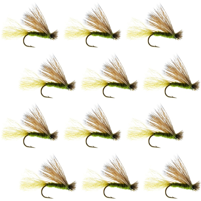 Olive X Caddis Emerging Caddis Adult Trout Dry Fly – 1 Dozen Flies Hook Size 16