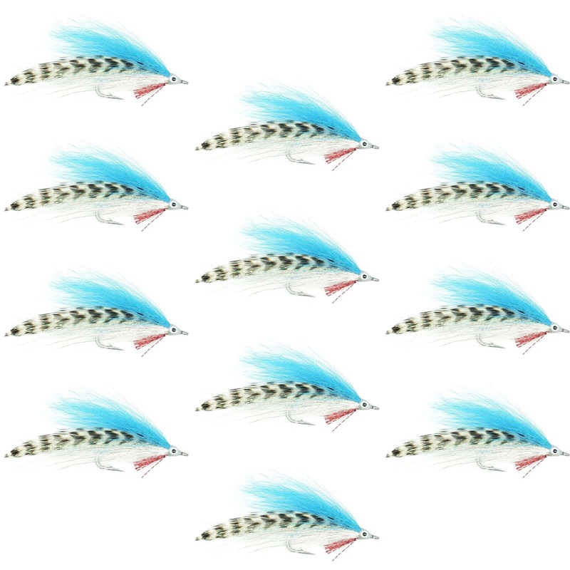 Lefty’s Deceiver Saltwater Streamer Fly – Blue/White/Grizzly – 1 Dozen Hook Size 1/0