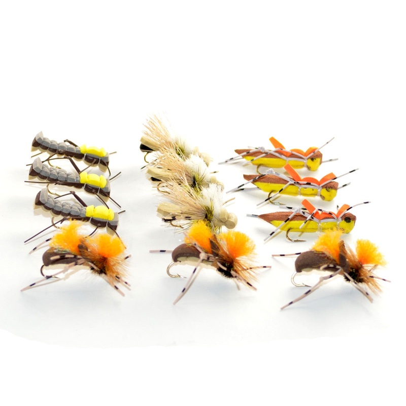 Trout Fly Assortment – Dropper Hopper Foam Body 12 Flies 4 Patterns Trout Fishing Fly Collection