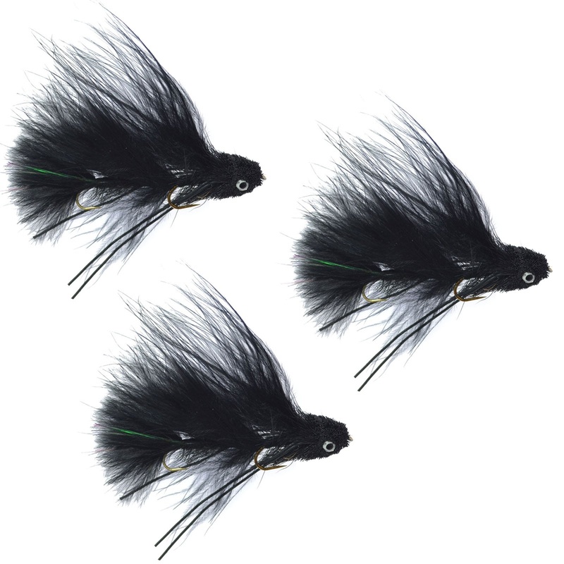 3 Pack Mini Sex Dungeon Streamer Black- Size 6 – Articulated Trout Bass Steelhead Salmon and Bass Fly Fishing Flies