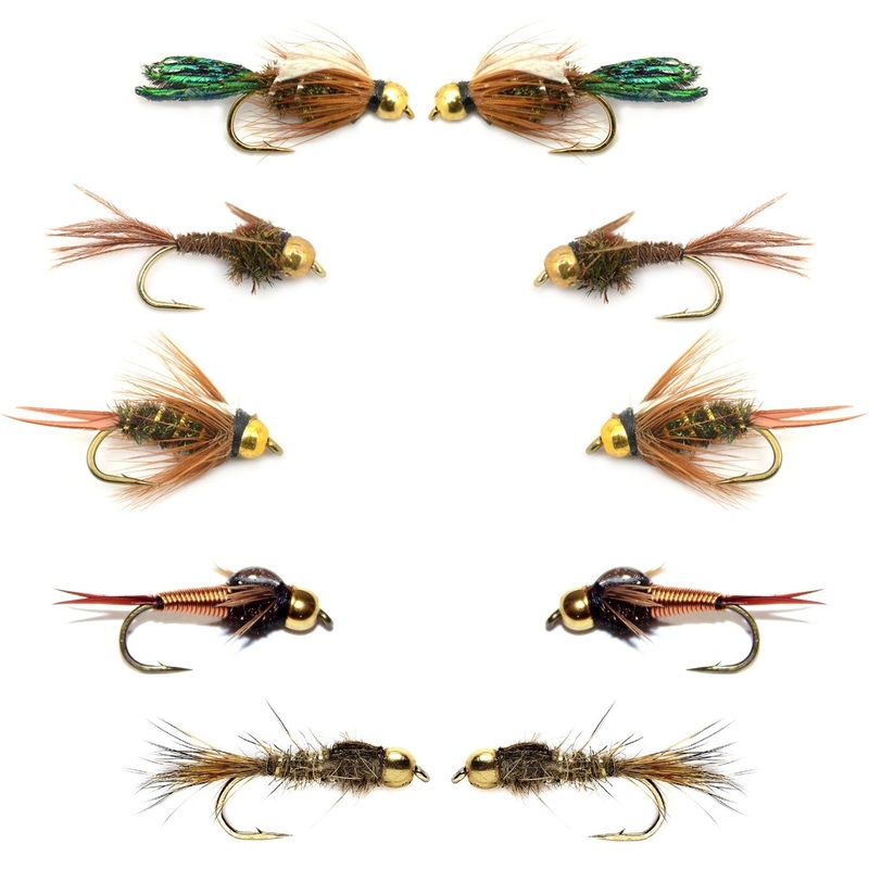 Basics Collection – Bead Head Nymph Assortment – 10 Wet Flies – 5 Patterns – Hook Sizes 12, 14, 16