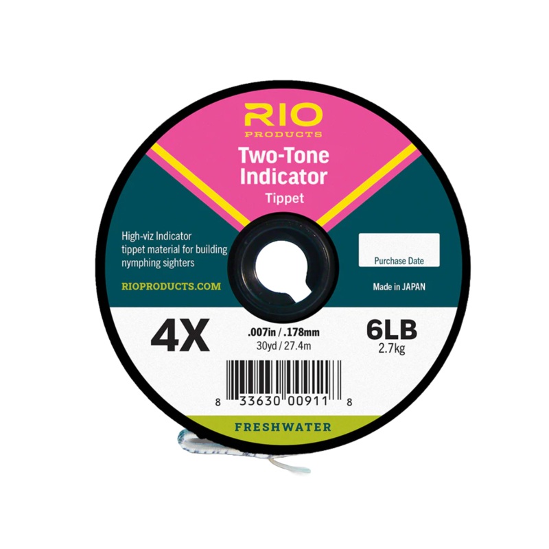 RIO Two Tone Indicator Tippet|Black/White|Pink/Chartreuse|1X (11lb)|2X (8.5lb)|3X (7lb)|4X (6lb)|5X (4.2lb)|6X  (3lb)