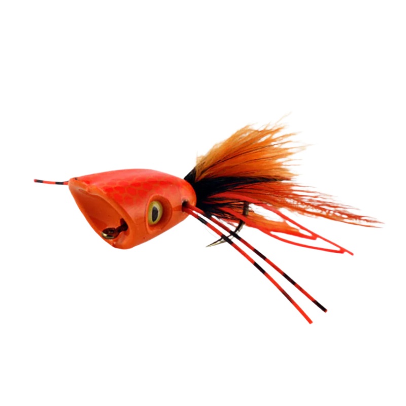 Double Barrel Bass Bug Popper|Orange|Black|2|6