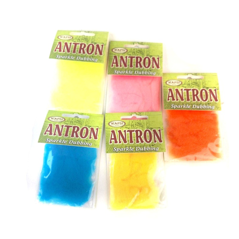 Antron Sparkle Dubbing–Wapsi|Bright Yellow|Cahill Cream|Chinese Red|Claret|Crawdad Orange|Deep Purple|Fl Chartreuse|Fl Fire Orange|Fl Orange|Fl Pink|Fl Yellow|Golden Stone|Hare’s Ear|Highlander Green|March Brown|Peacock|Peacock Blue|Shrimp Pink|Squirrel