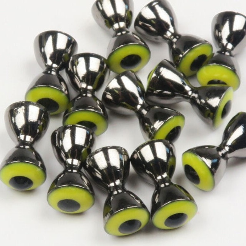 Brass Pseudo Eyes – Hareline|Large|Medium|Small|Red Pupil|White Pupil|Yellow Pupil|Chartreuse Pupil