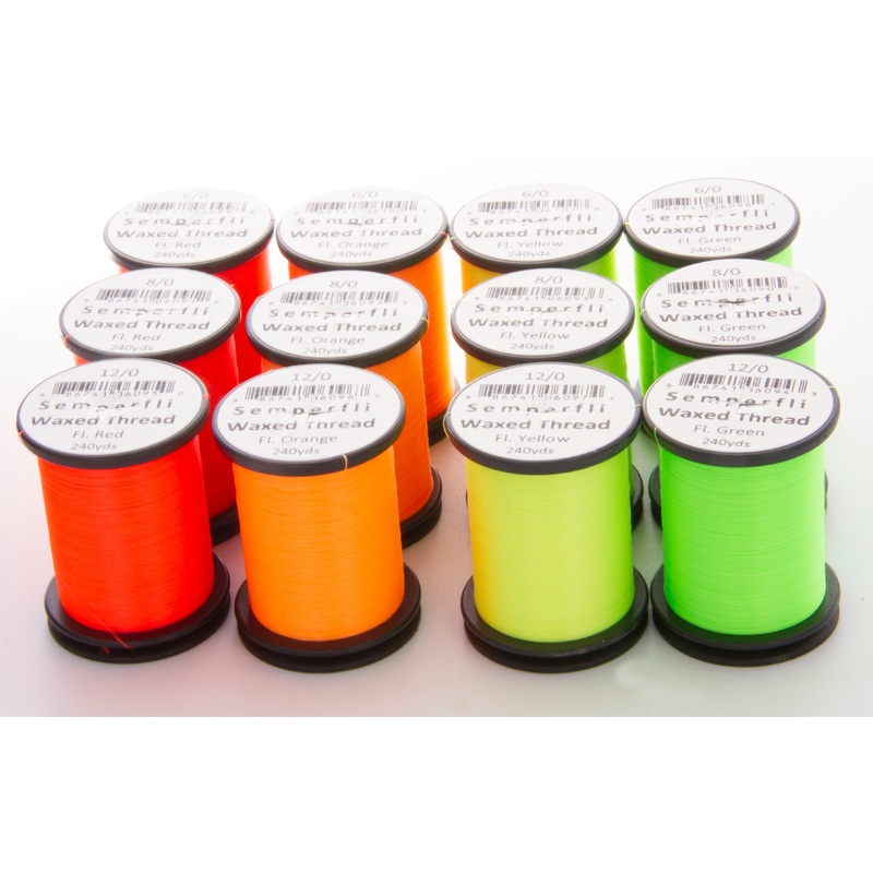 Semperfli Fluoro Brite|Blood Red|Fl. Purple|Green|Orange|Phosphor Yellow|Pale Green|Pale Orange|Pale Pink|Red|Sulphur|White|Yellow Sunburst
