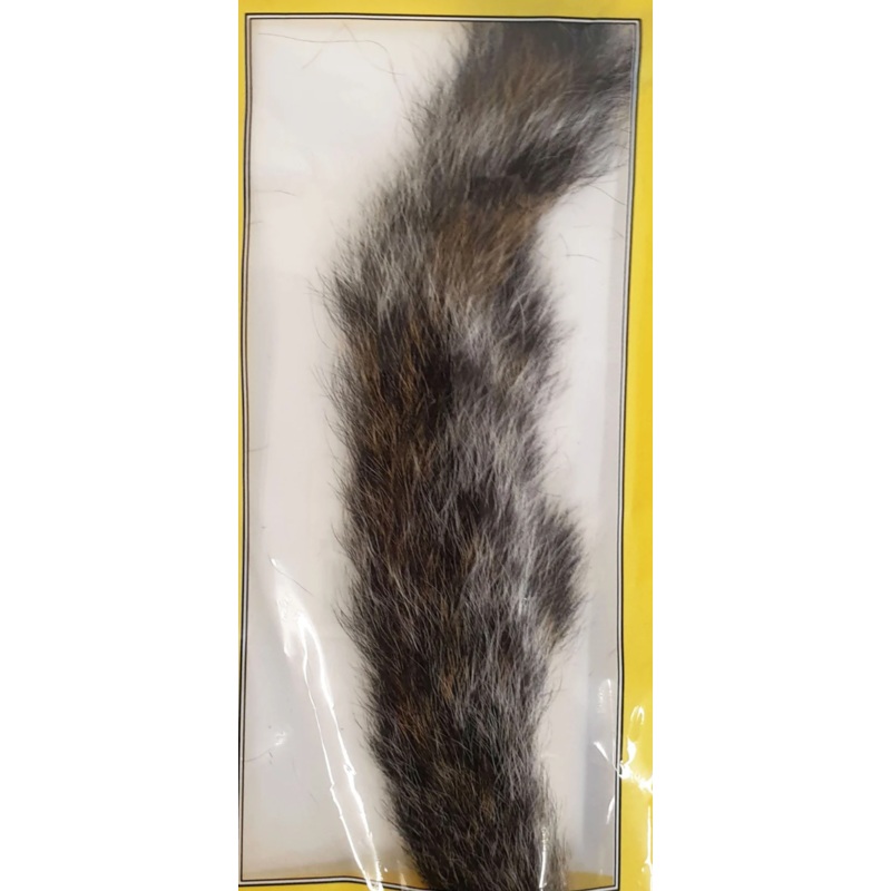 Squirrel Tail|Natural – Grey|Blue (Dyed on Grey|Olive (Dyed on Grey)|Red-Brown (Dyed on Grey)