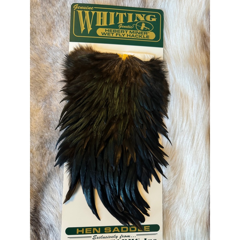 Whiting Farms – Hebert Miner Wet fly Hackle – Black Saddle