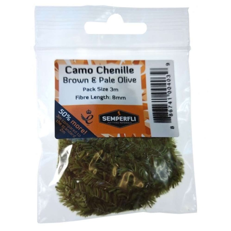 Semperfli Camo Chenille|4mm Small|8mm Medium|15mm Large|Brown & Pale Olive|Brown & Beige|Brown & Golden Olive|Green & Pale Olive|Mixed Pinks (Shrimp Pink)|Brown  & Pale Olive