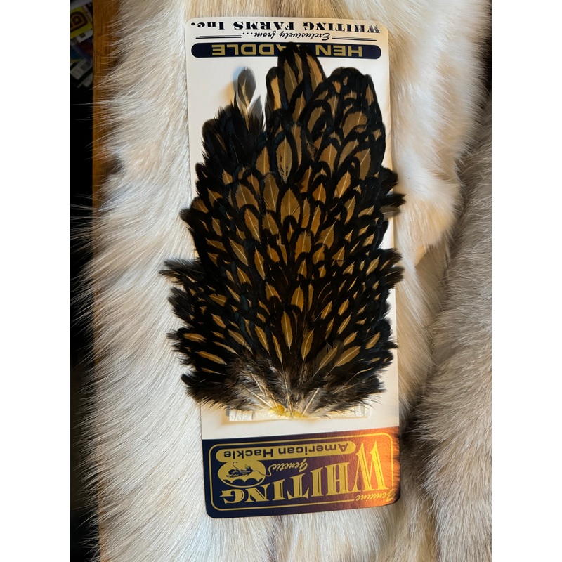 Whiting Capes – American Hackle – Hen Saddle – Black Laced Brown (1)