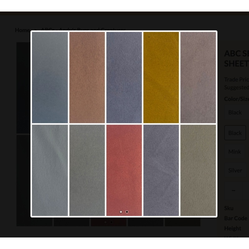 ABC Sempersuede Fly Sheets|Black|Brown|Blood|Gold|Mink|Natural|Olive|Sand|Silver|Dark Grey