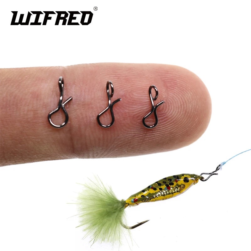 Wifreo 100PCS Fly Fishing Snap Quick changing Connect Snap for Flies Hook & Lures Bait Black High Carbon Steel for Fly Fishing