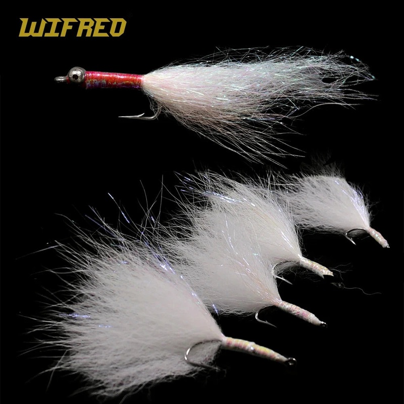 Wifreo 10PCS Salmon Trout Sea Bass Steelhead Minnow Fly Fishing Flies Lure Ice Dubbing Streamer Fly Bucktail Flies Artificial Ba