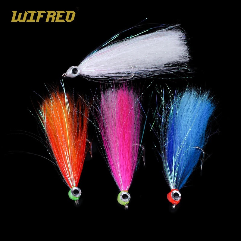 Wifreo 2/4pcs UV Color High Carbon Hook Polar Streamer Minnow Fly Salmon Trout Sea Bass Steelhead Minnow Fly Fishing Flies Lure