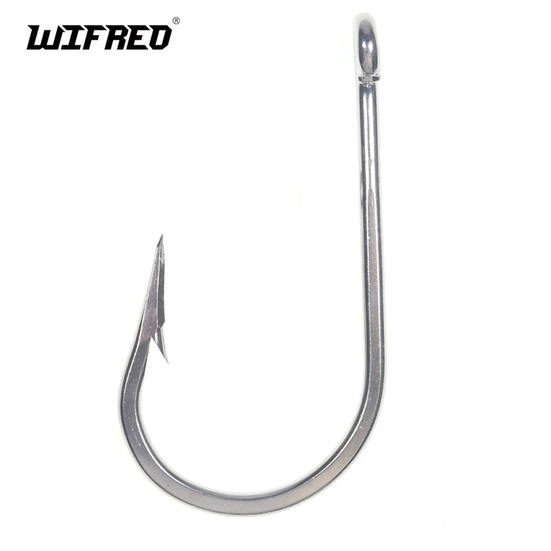 WIFREO 5/0-13/0 Stainless Steel Saltwater Fishing Hook Big Game Jigging Tuna Shark Fishing Bait Heavy Duty Fishhooks 7691