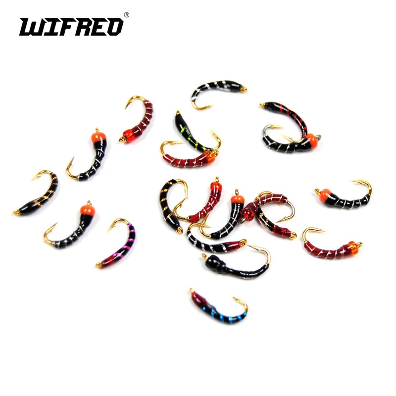 Wifreo 6PCS #16 Golden Hook Nymph Flies Bead Head Buzzers Fly Fishing Lures