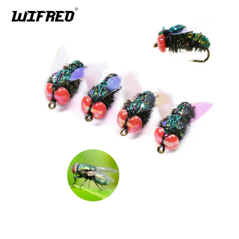 Wifreo 8pcs Realistic Bottle Flies Fly Fishing Flies Artificial Bionic Flies Insect Lure for Bass Fishing Trout Lure Carp Bait