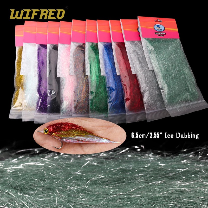 1 Bag 6.5cm/2.55 Long Ice Dubbing Synthetic Fibers Saltwater Fishing Baitfish Streamer Flash Thin Ice Wing Fly Tying Material