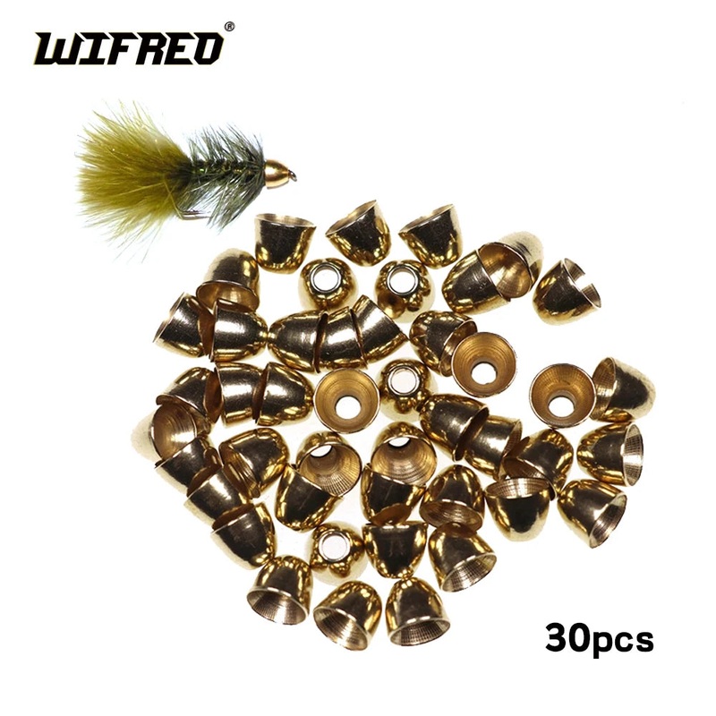 Wifreo 30PCS 4.8mm 5.5mm Brass Cone Head for Slamon Fishing Tube Fly Streamer Fly Trout Fishing Fly Tying Beads Material