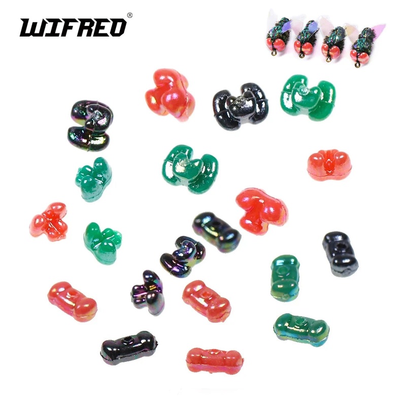 Wifreo 30pcs Realistic Insect Eye Beads 3D Plastic Fly Tying Dumbell Bead Head For Housefly Double Dragon Fly Tying Materials