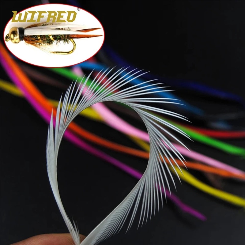 12pcs Goose Biots Feather Beadhead Prince Nymph Tail Wing Case Stone Fly Tying Material Black White Brown Red Green Red Blue