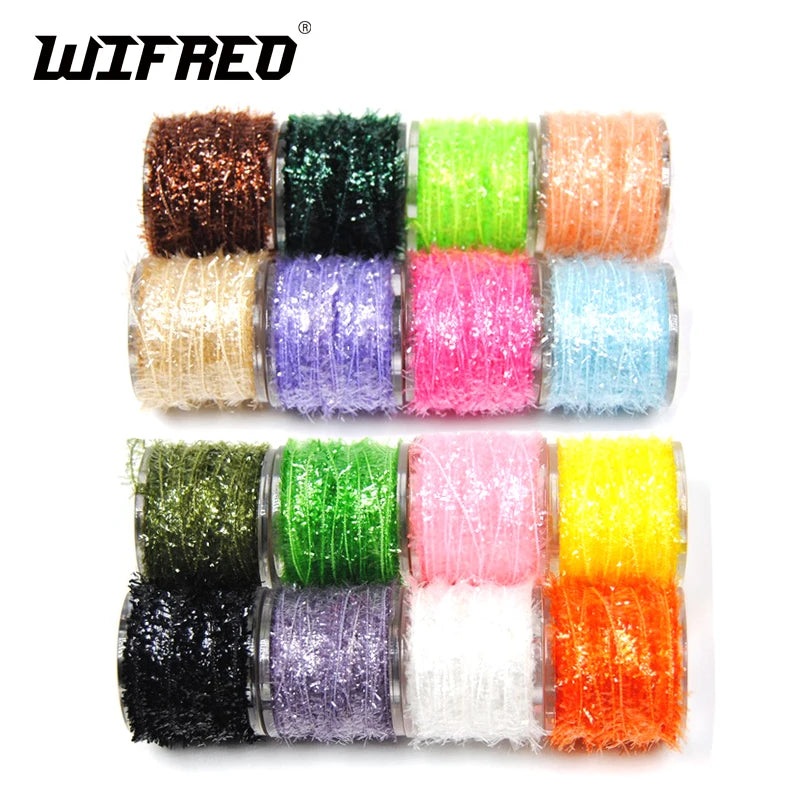 [ 8 Spools ]6mm wide Multiple Color Fly Tying Ice Tinsel Chenille Body Material for Streamer Ice Jigs Nymph Crystal Flasher