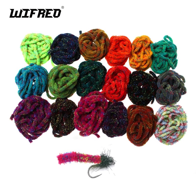 Wifreo 2M/Pack 6~7mm Mottled Mop Chenille Fly Tying Body Material for Stone Flies Emerging Caddis Nymphs Larvae Woolly Bugger