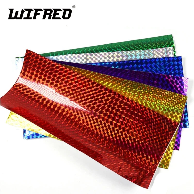 [6PCS] 10cm X 20cm Holographic Adhesive Film Flash Tape For Lure Making Fly Tying Materail Red Green Blue Silver Purple Green