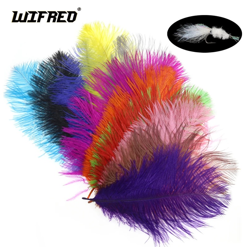 WIFREO 5PCS 18-25cm Fly Tying Ostrich Feathers For Streamer Nymph Steelhead Indicater Ostrich Herl Plume Fluffy Body Material