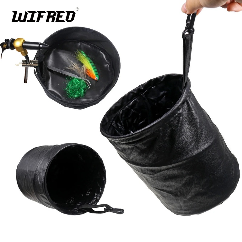 WIFREO Nylon Fly Tying Trash Tray Waste Basket Fly Tying Vise Trash Holder Bag Tying Tool Storage Pouch Fishing Tackle Accessory
