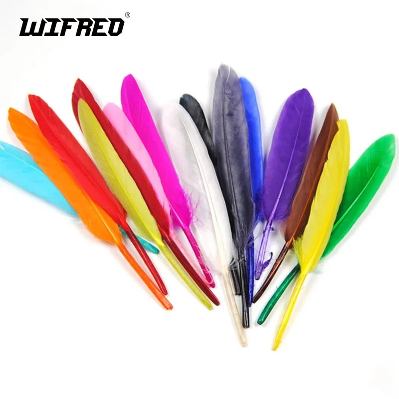 [20PCS] Goose / Duck Quill Fishing Fly Wings Tail Making Dry Wet Fly Tying Feather Material Black Grey Green Dun