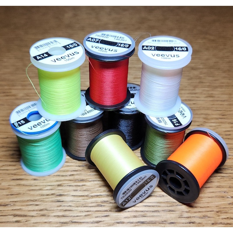 Veevus 16/0 Thread|Black|Fl Orange|Chartreuse|Gray|Light Cahill|Olive|Red|Tan|White|Brown