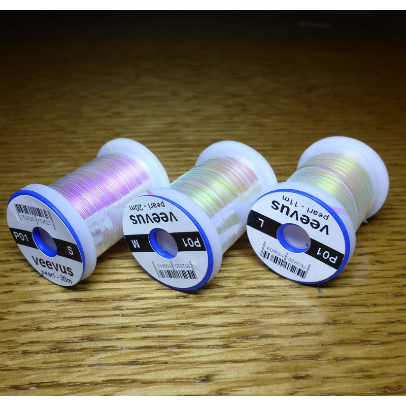 Veevus Pearl Tinsel Flat|Small|Medium|Large