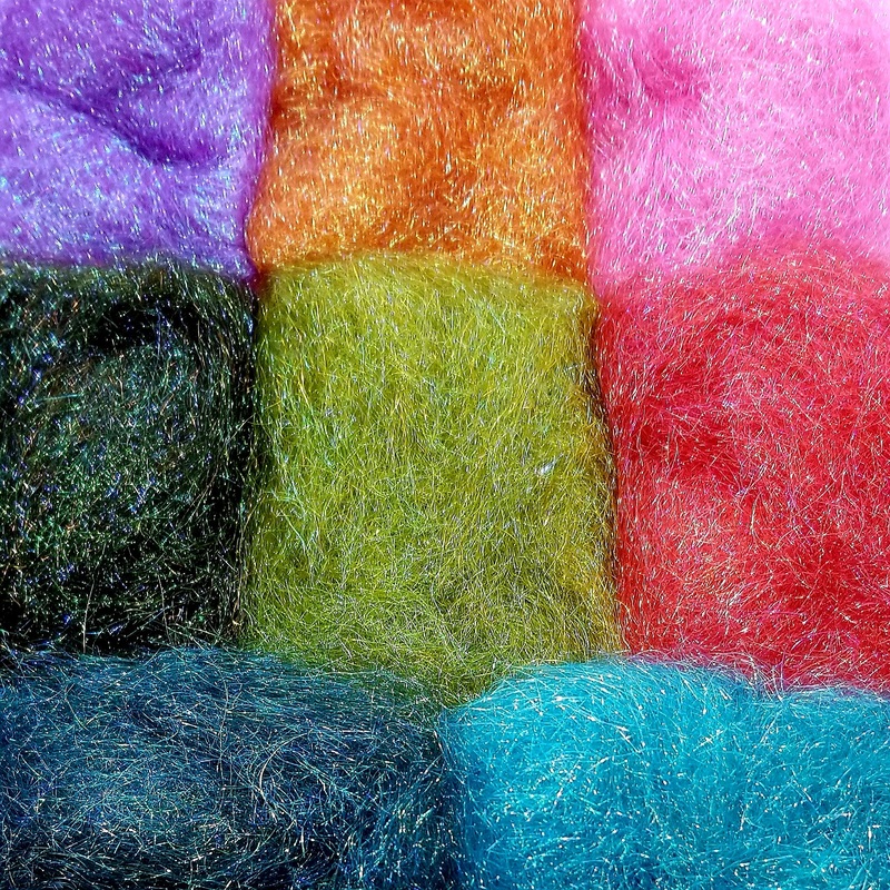 Togens Prism Dubbing|Burnt Orange|Fluo Fire Orange|Purple|Kingfisher Blue|Peacock|Light Olive|Brown Olive|Yellow|Oyster Pearl|Caddis Green