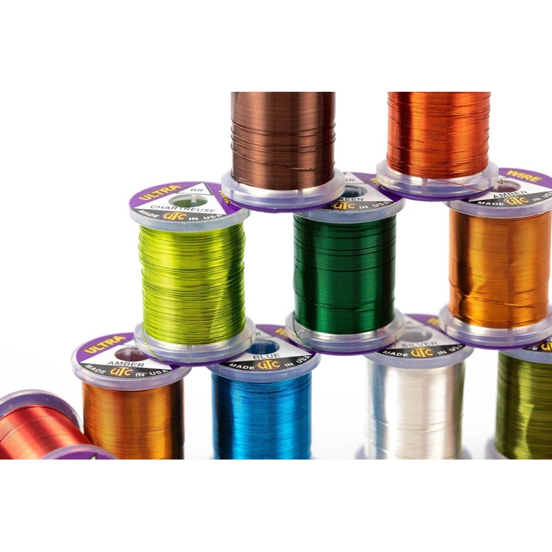 ULTRA WIRE BRASSIE|AMBER|CHARTREUSE METALLIC|GOLDEN OLIVE|COPPER BROWN|GOLD|SILVER|COPPER|PINK|BLUE METALLIC|PURPLE|WINE METALLIC|RED METALLIC|BROWN|OLIVE|SCULPIN OLIVE|BLACK|HOT ORANGE METALLIC|HOT YELLOW METALLIC