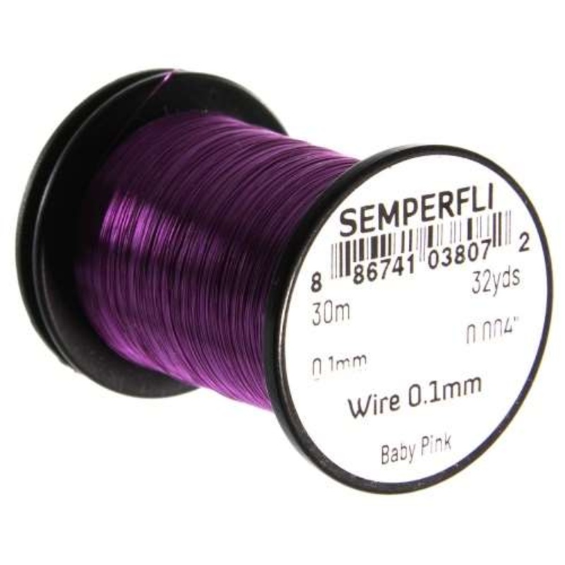 SEMPERFLI FLY TYING WIRES|BABY PINK|BLACK|BRIGHT GOLD|BRIGHT SILVER|BROWN|CHARTREUSE|COPPER|HOT GREEN|HOT PINK|ICE BLUE|LIGHT GOLD|MARCH BROWN|PURPLE|RED|SEA GREEN|VIVID GREEN|BRIGHT DAMSEL GREEN|.1mm (EXTRA SMALL)|.2MM (BRASSIE)|.3MM (MEDIUM)|.5MM (LARGE)