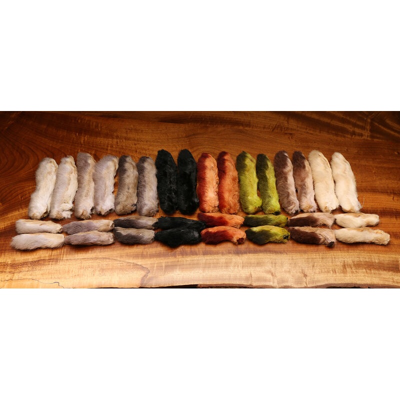 SNOWSHOE RABBIT FEET|CREAM|BLACK|LIGHT DUN|MEDIUM DUN|DARK DUN|TAN|RUST|OLIVE