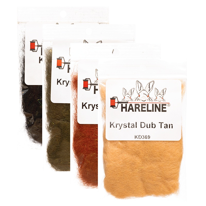 Hareline Krystal Dubbing|Black|Caddis Green|Olive Brown|Rust|Tan