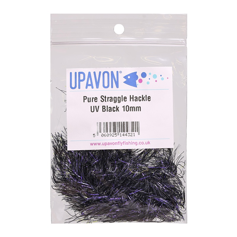 Pure UV Straggle Hackle|UV Black|UV Olive|UV Fl Orange|4mm|6mm|8mm|10mm|12mm|14mm