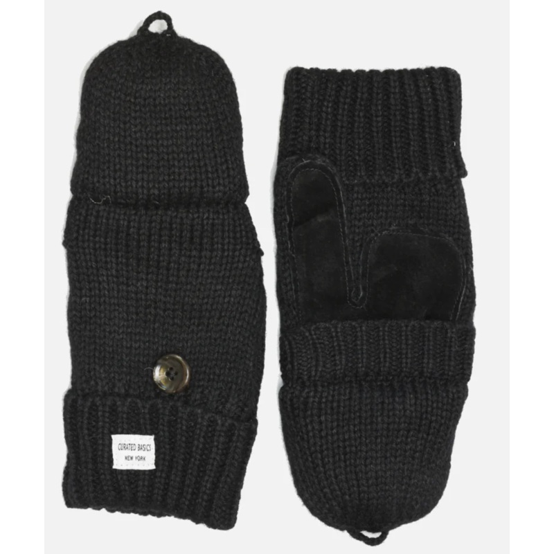 Black Wool Fingerless/glove mitten