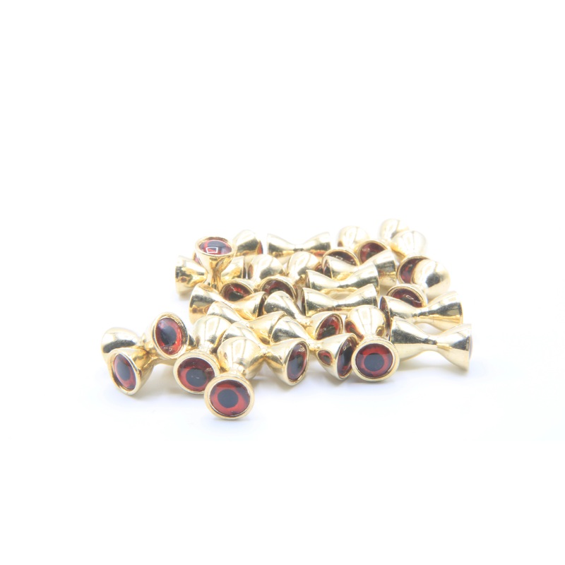Brass Dumbell with 3D eyes|Gold with Silver 3D eyes|Gold with Red 3D eyes|3.2mm|4.0mm|4.8mm|5.5mm|6.3mm