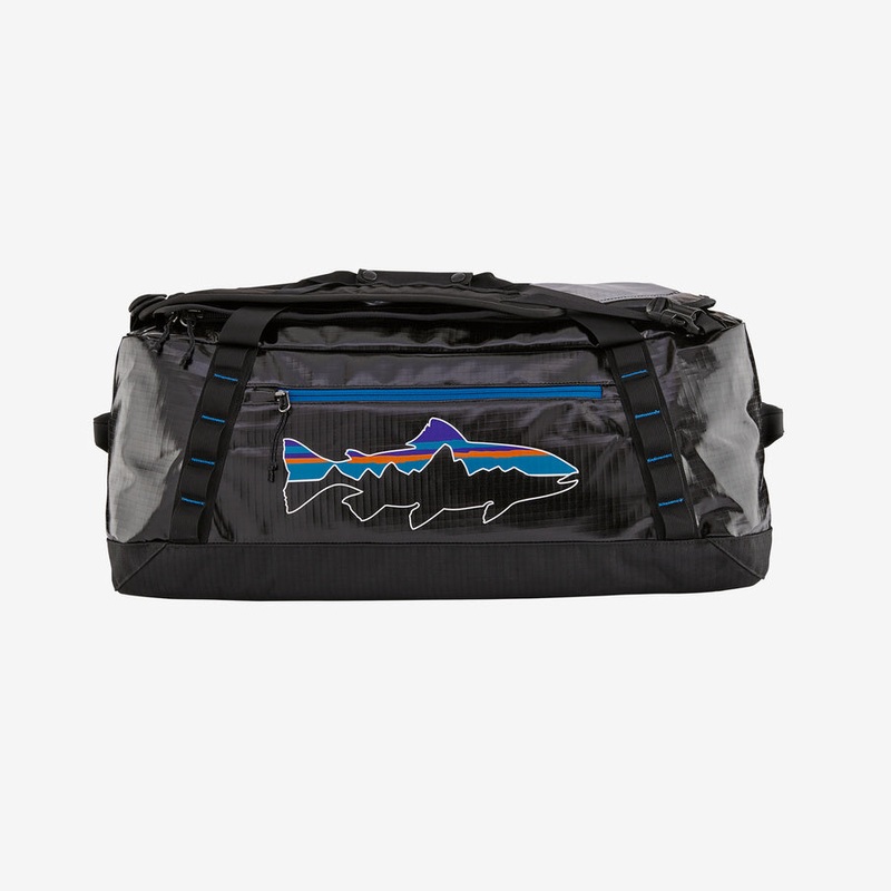 Black Hole Duffel Bag 55L|Black w/ Fitz Trout|Pitch Blue