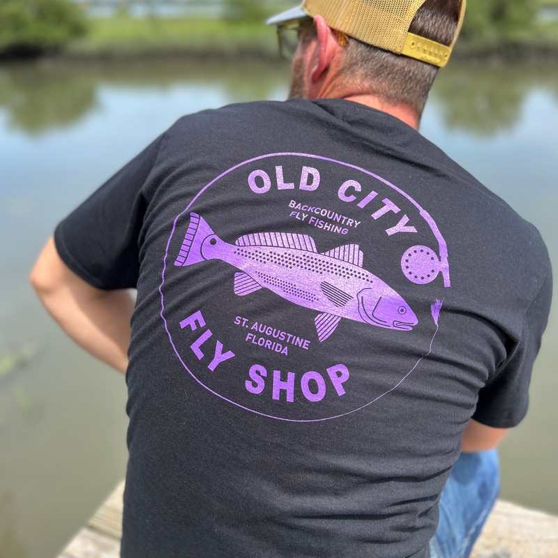 Old City Fly Shop Logo – Tee|Black|Black/Purple|Olive/Tan|Black/Grey|Slate/Navy|Lt Olive/Black|Small|Medium|Large|XL|2XL|3XL