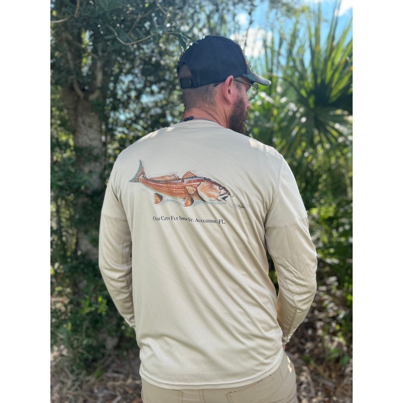 Mang Mustache Redfish Long-sleeved Proformance Shirt
